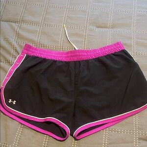 Under Armour Women's Black Shorts with Pink Trim